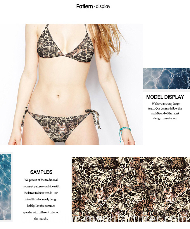 Leopard Printed High-Stretch Polyester Spandex Swimwear Fabric